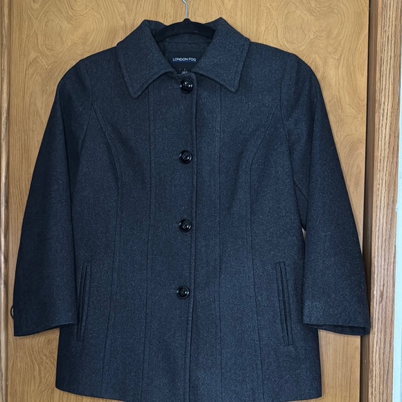 London Fog Jackets & Blazers - London Fog Womens Single-Breasted Wool Blend Size Large Charcoal grey coat